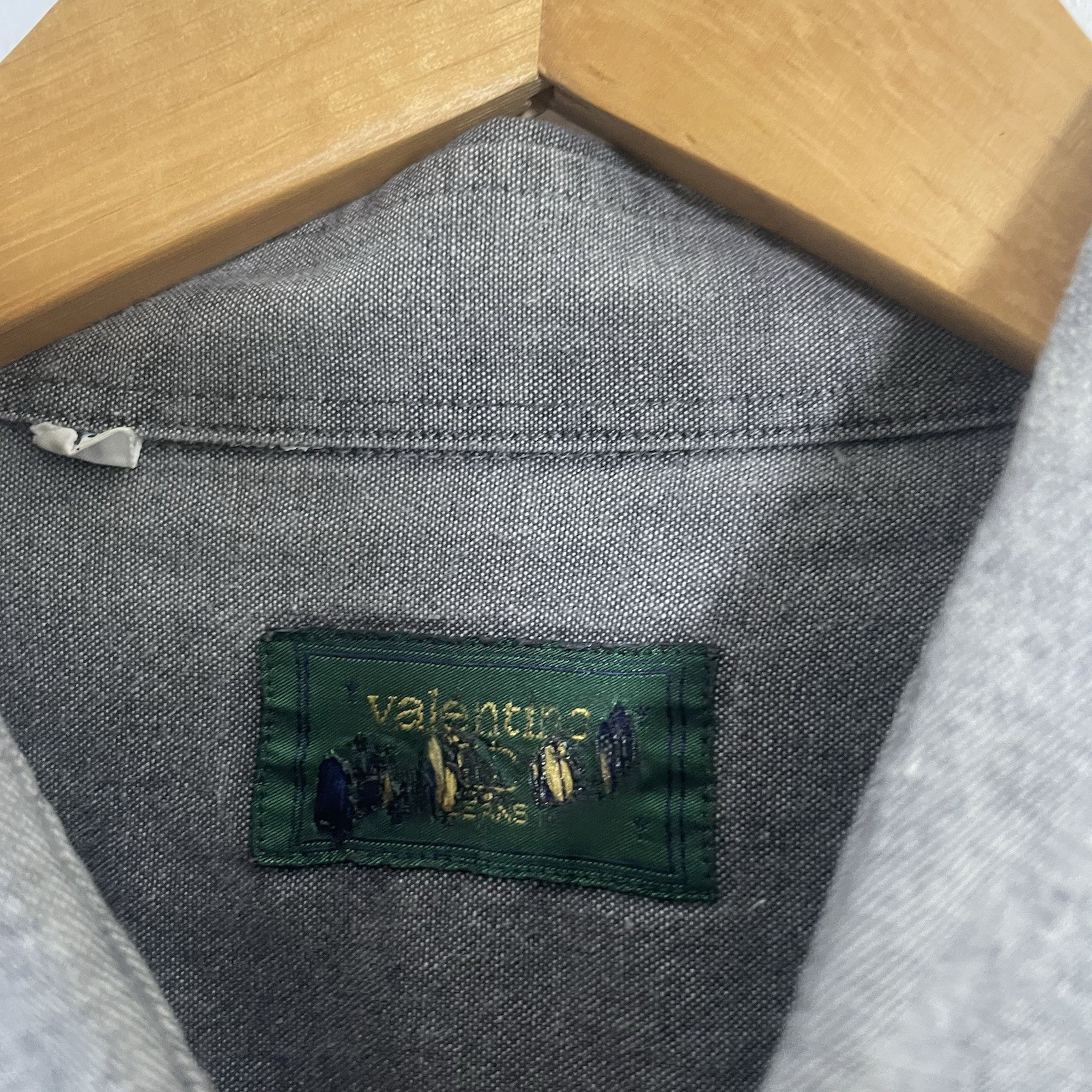 Vintage Valentino Jeans Shirt Sz 42 Grey Chambray Denim 80s 90s Button Up Logo thumbnail 8