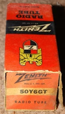 NOS ZENITH 50Y6GT Voltage doubler rectifier vacuum tube Tested Excellent in Box