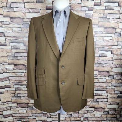 Wall Street Clothes Jacket Blazer Mens 42R Olive Brown Half Lined