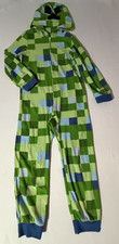 MINECRAFT Union Suit Pajamas Size Kids Medium One Piece Creeper Costume Green