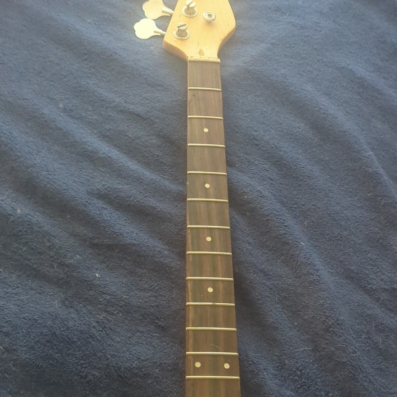 NOS Bass Guitar Neck Maple w/ Rosewood  Fingerboard, 20 Frets Brown, Dot Inlays