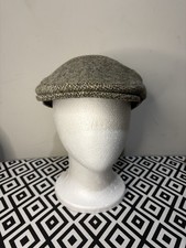 Hawkins Harris Tweed Flat Cap 7 1/4 59cm Made In England Brown Fleck Wool Hat