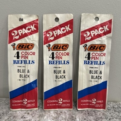 BIC 4 Color Pen Refills Black & Blue Fine Pt 2 Pack x3 (6 Total Refills) #FR-3