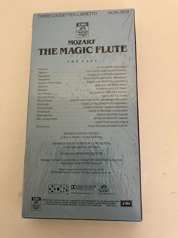 Mozart The Magic Flute 1981 Box Set x3 Cassettes Philips 4X3X-3918 Unsealed - Image 2 of 4