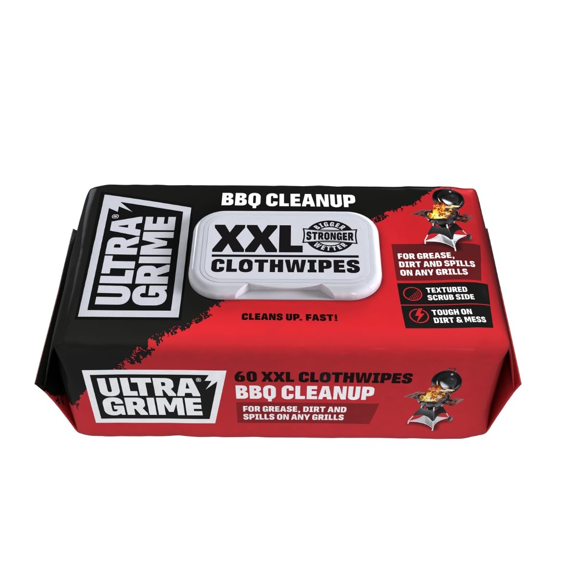 UltraGrime BBQ Cleaning Wet Wipes - Big Size Disposable Grill Wipes - Tougher Mu - Image 2