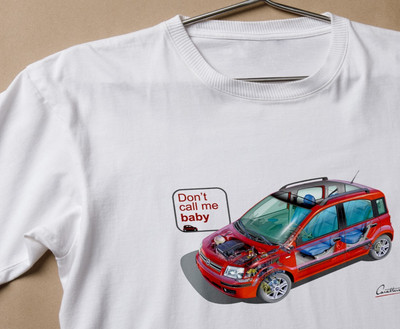 VINTAGE AUTO T-SHIRT FIAT PANDA 2003 DON'T CALL ME BABY
