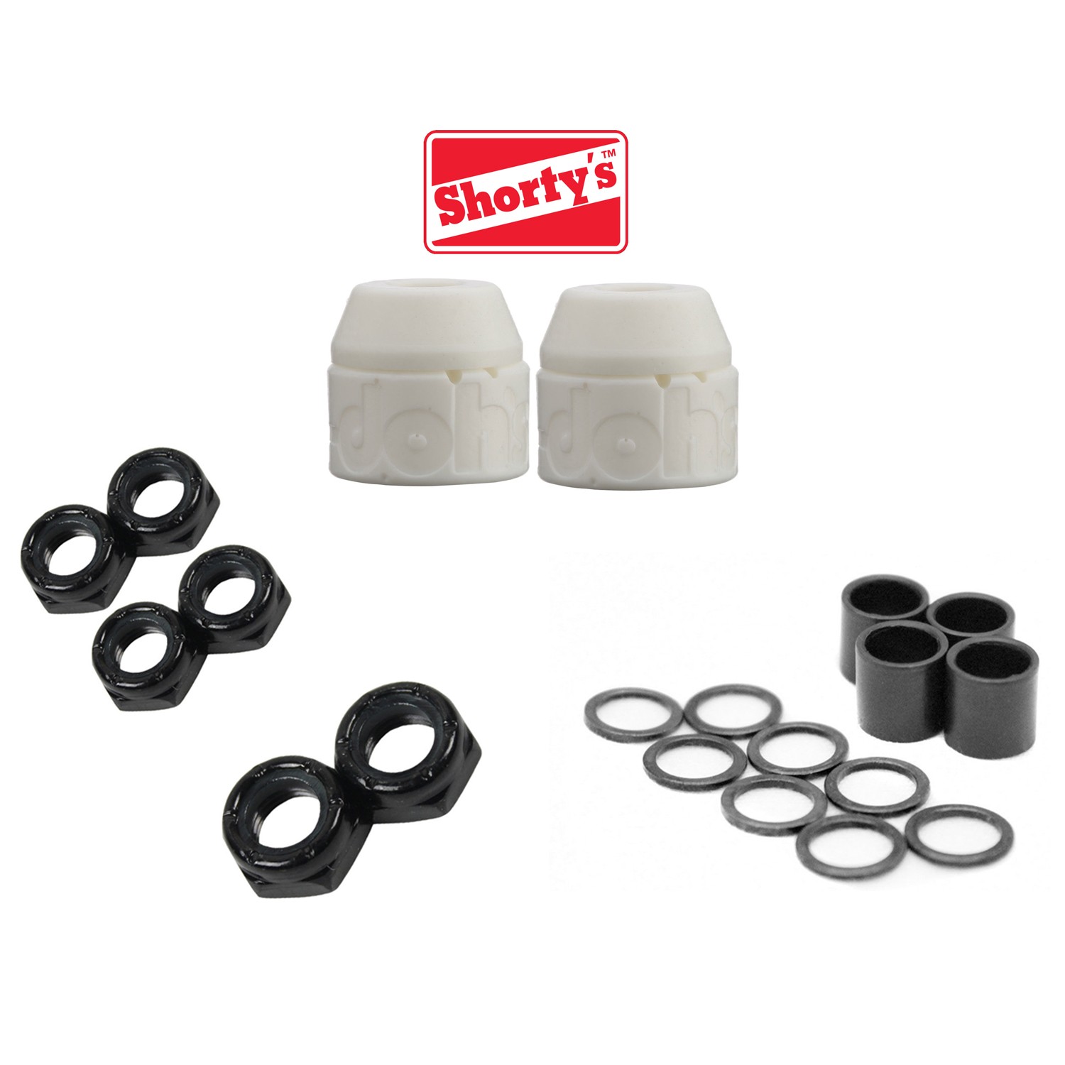 Shorty's Skateboard Bushings 98a with Dimebag Axle, Kingpin Nuts and Speed Kit