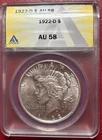 1922-D Peace Dollar. ANACS AU-58. Free Shipping