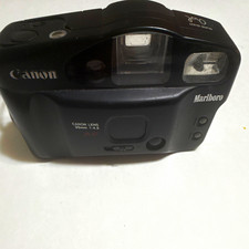Canonon Sure Shot Owl Marlboro 35mm Camera Flash Works Broken Battery Door