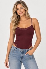 Skims Fits Everybody Lace Cami Thong Bodysuit Oxblood Size XS