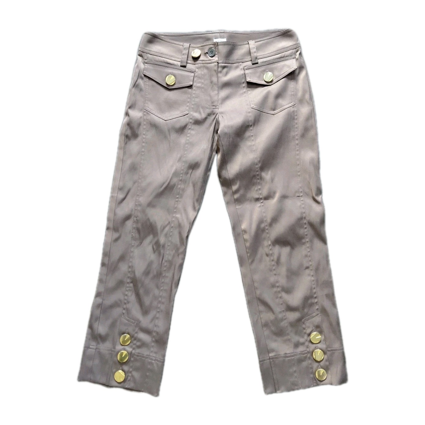 Vintage Cache Pedal Pusher Capri Gold Button Detail Rich Mocha Brown Y2K Money