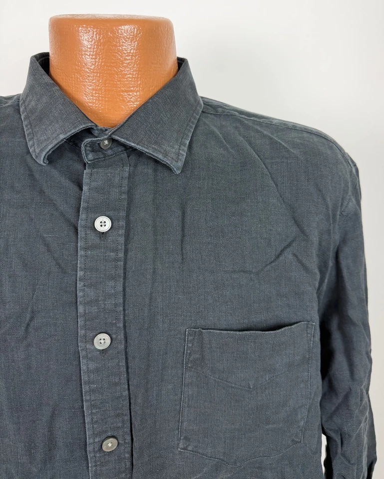 UNTUCKit Linen Shirt Men XL Tall Wrinlke-Resistant Minimal Black Long Sleeve XLT - Image 3 of 4