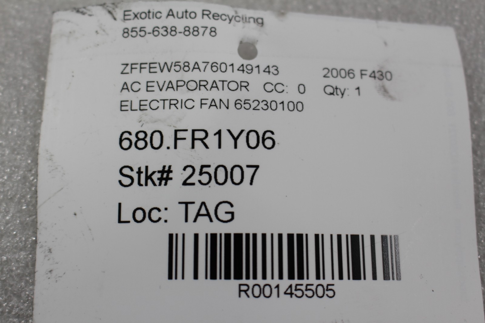 Ferrari F430, 456 M, 360, 575, 550, Blower Motor Regulator, Used, P/N 65230100