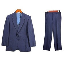 Yves Saint Laurent Vintage 2 Piece Suit Set Mens 39R Navy Blue Wool Paris Formal