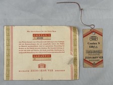 Original Zeiss Ikon Contax S Guarantee Certificate  Factory Hang Tag 1950s