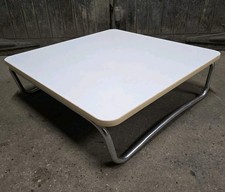 Mid Century Retro Vintage Bauhaus Style White And Chrome Coffee Table