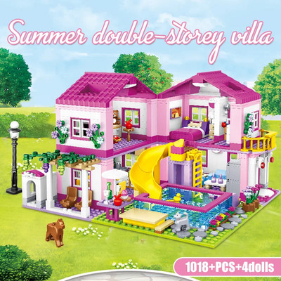 Sommer Villa Bausteine Set, 1018 Teile Mädchen DIY Figuren Spielzeug, Weihnachtsgeschenk