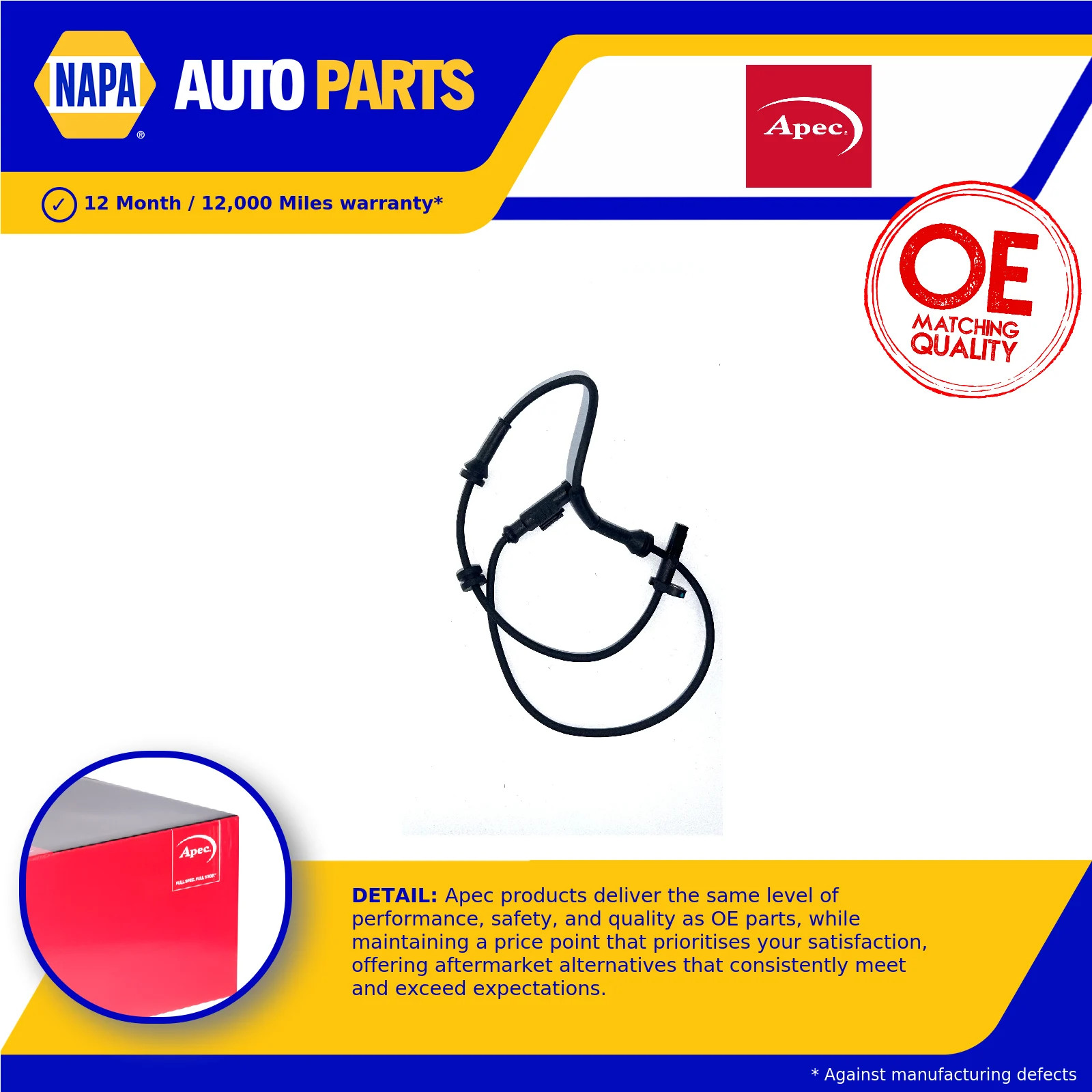 ABS Sensor Front ABS1623 Apec Wheel Speed 50510340 Genuine Quality Guaranteed