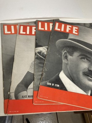 LIFE Magazine Lot 4 Issues Vintage 1938 1939 Anthony Eden Alice Marble Mary