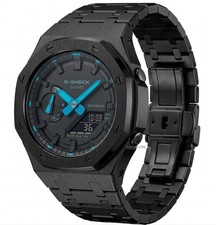 New Custom GShock GA2100 Casioak Stainless Steel Bracelet Gift - All black