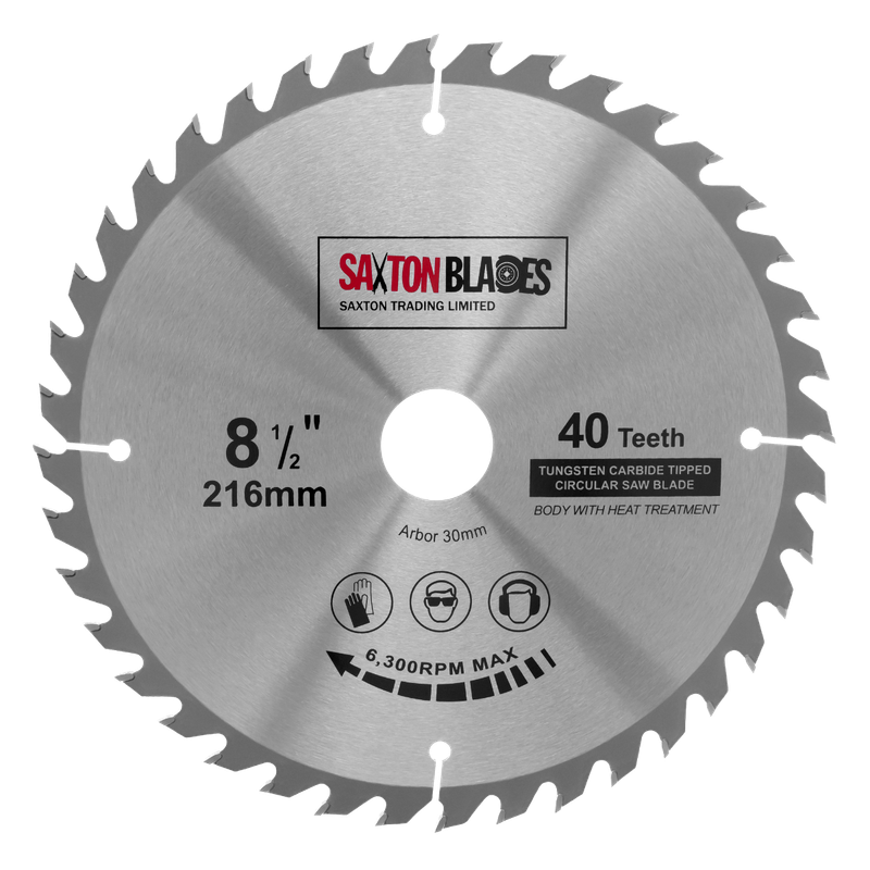 Saxton TCT Circular Wood Saw Blade 216mm x 40T Bosch Makita Dewalt Mitre