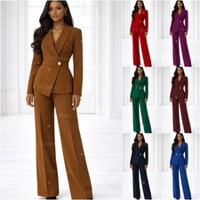 Slim Fit Women Suit 2 Piece Ladies Blazer Pant Office Business Outfit Set Formal