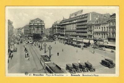 Albert Postkarte ~ Bruxelles, Place de Brouckere - Straßenbahnen & Taxis um 1930 - Belgien