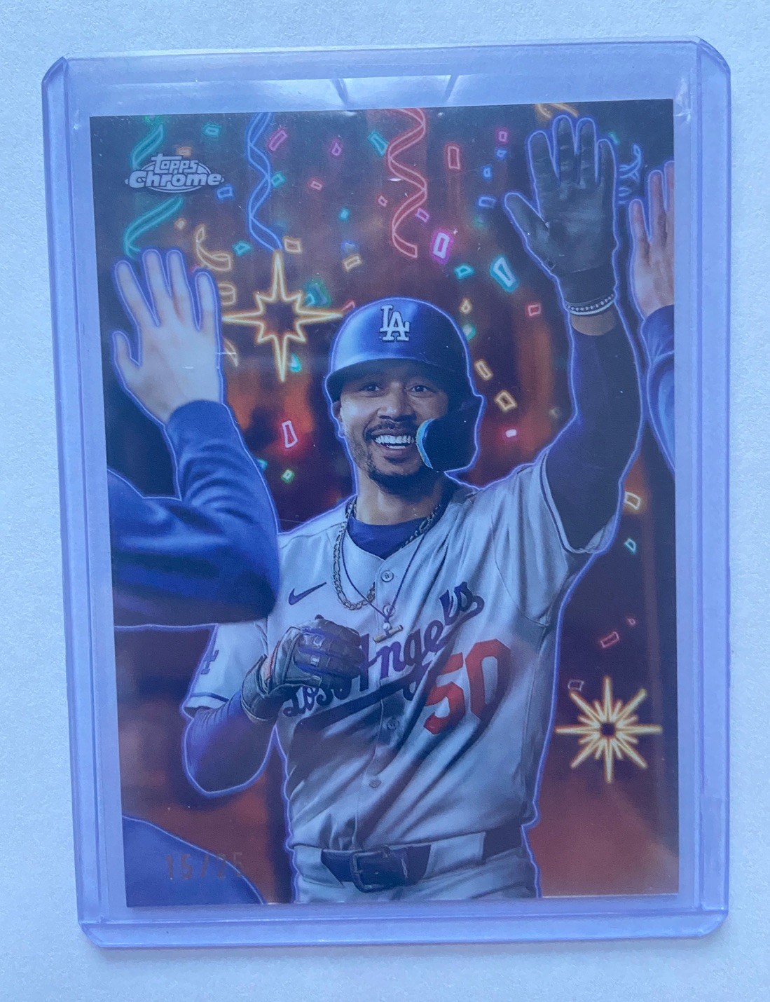 2025 Topps Chrome Update Mookie Betts Celebracion Orange Refractor /25