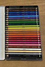 CONTE A PARIS Pastel Pencils - 24 Colors - In Pink Metal Tin Case