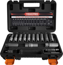 16-piece Deep Well Bolt Extractor Set For Damaged Bolts And Nuts Cr-mo Steel
