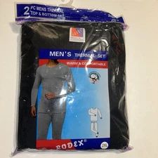 RODEX 2 Piece Men's Black/White Thermal Under warmer Base Layer Top & Bottom Set