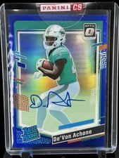 2023 Donruss Optic Devon Achane Blue Prizm Rated Rookie Auto 70/99 #269 Dolphins