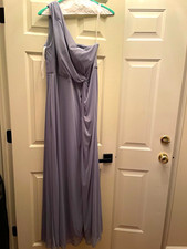 Azazie Gray One-Shoulder Sleeveless Floor-Length Bridesmaid Dress