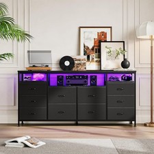 10 Fabric Drawer Dresser Storage Large Chest Organizer Cabinet Unit Wood Top
