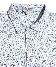Peter Millar Summer Comfort Sawyer Polo Shirt Men 2XL White Tree Ski AOP Novelty