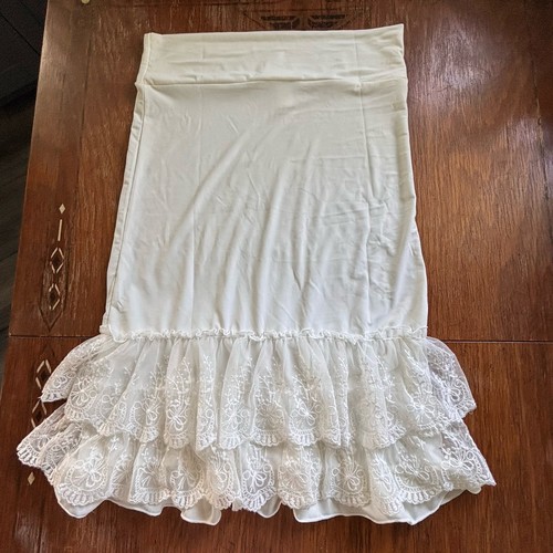 Peekaboo Chic Layer Dress Extender Half Slip Lace Tiered Ruffle Coquette L/XL