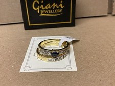 Giani Jewellery Gold Plated Ladies Sapphire & Cz Ring Size X - Boxed -