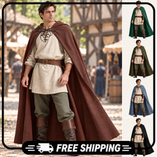 Medieval Hooded Cloak Viking Cape Renaissance LARP Cosplay Costume Unisex