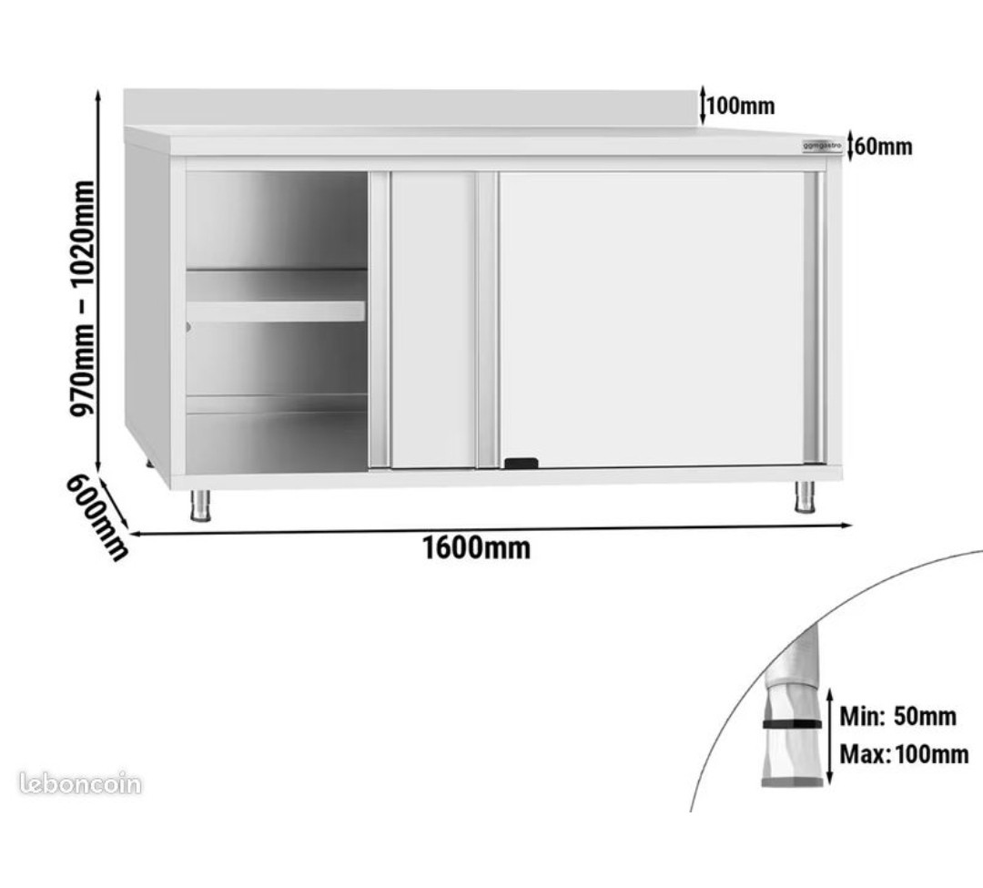 Armoire inox de cuisine pour stocker vos ustensiles et proteger vos plats