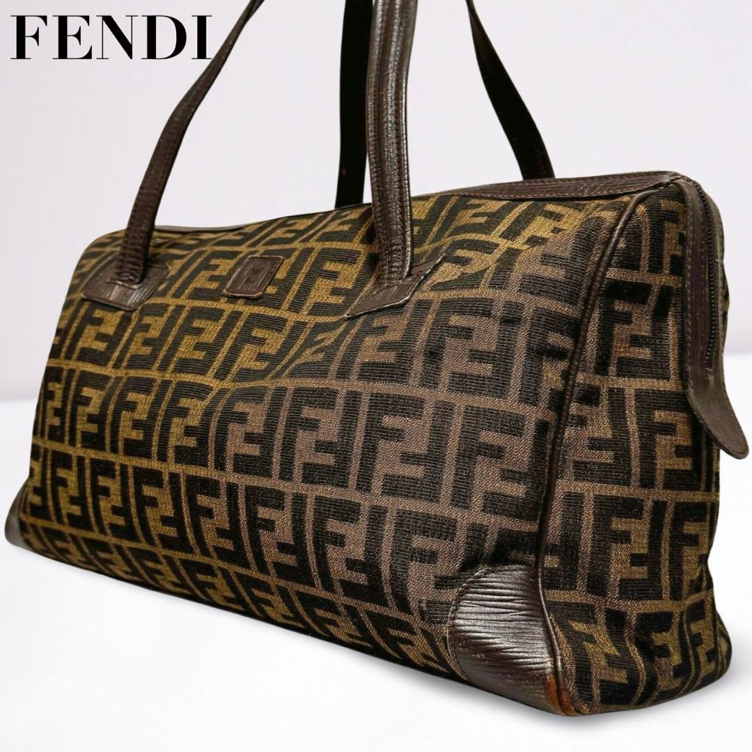 FENDI FF Zucca Canvas Brown Shoulder Bag G0701123 Authentic