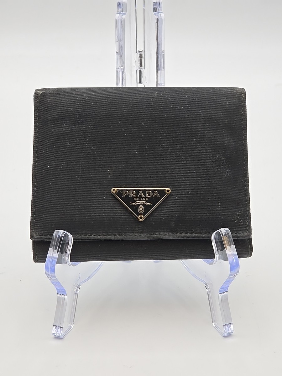 Prada black Tessuto Nylon Triangle Logo Bifold Wallet | eBay