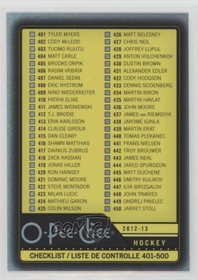 2012-13 O-Pee-Chee Black Rainbow Foil 62/100 Checklist #500 00ka