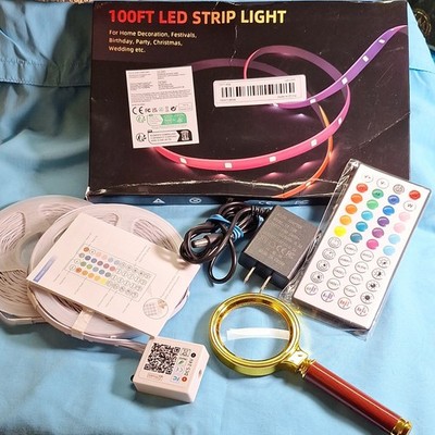 Jmusic 100ft Multicolor LED Light Strip Remote App Control Music Modes Timer