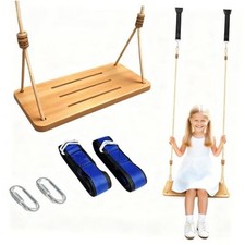 500LBS Waterproof Wooden Swing Seat Hermetic Oil Sealing for Outdoor Indoor,