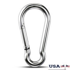 Heavy Duty Stainless Steel Carabiner Clip Spring Snap Hook Keychains Pets Hiking