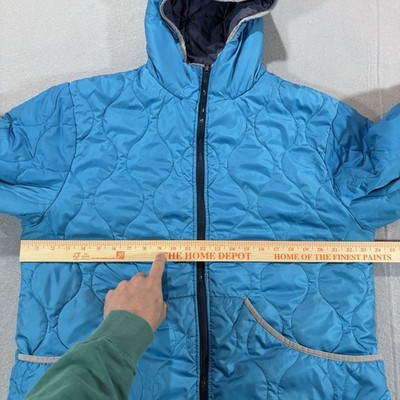 Vintage Stussy Reversible Puffer Jacket Hooded Men's L 2000s Blue