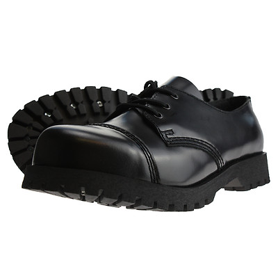 Boots and Braces 3-Loch Schuhe Rangers Stahlkappe Halbschuhe Schwarz Neu Stahl