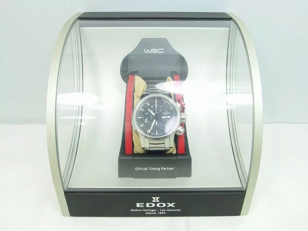 EDOX WRC Chrono Rally Black x Stainless Steel Belt Watch Watch