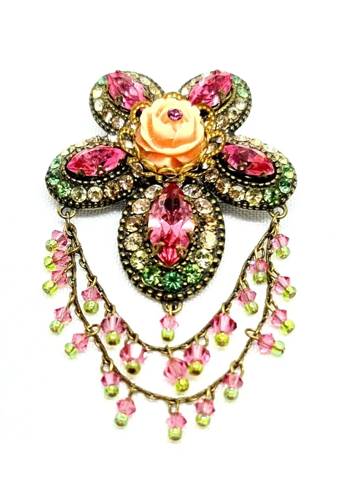 Precioso y Elegante Broche Michal Negrin Cristal Colorido Hermoso. Foto 4 de 4