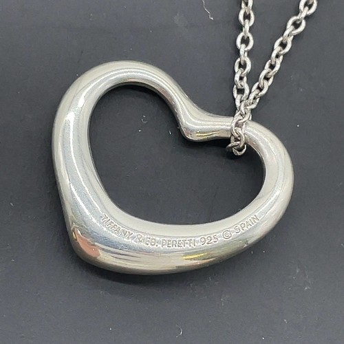 Auth Tiffany & co. Peretti Open Heart SV925 5.3 grams Necklace W/Bag SK050276 - 第 5/8 張圖片